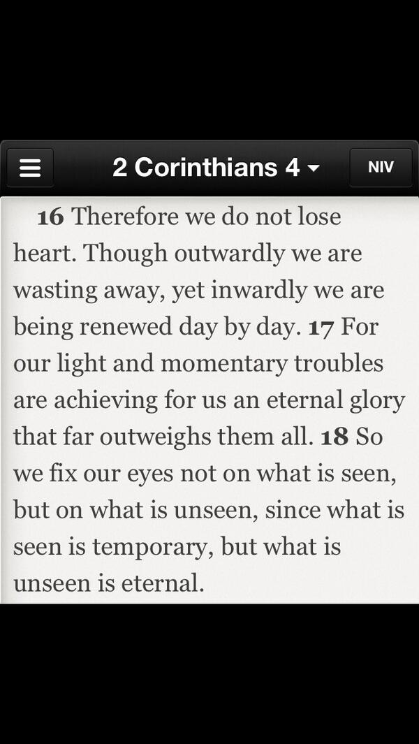 Today, fix your eyes on what is unseen. Trust God. He is faithful!!
