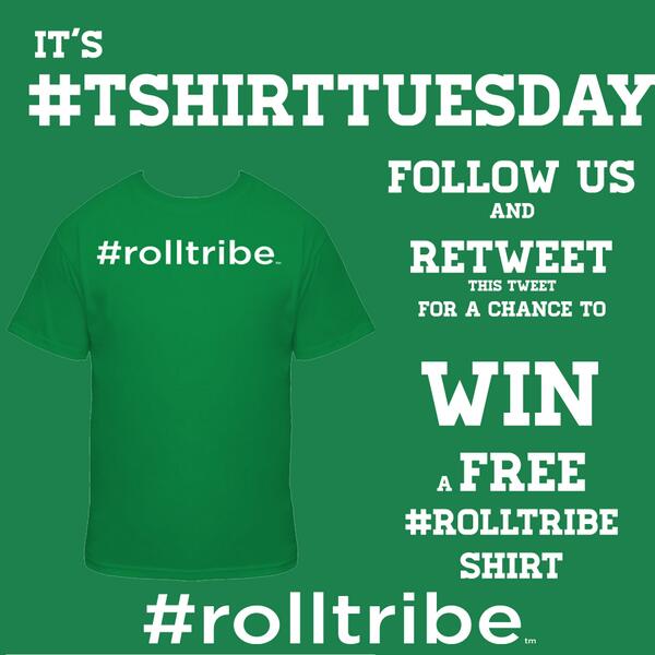 rolltribemerch's tweet photo. It’s #TshirtTuesday again! Follow us and Retweet this for a shot at a free #rolltribe shirt! http://t.co/XNRj0gblA8