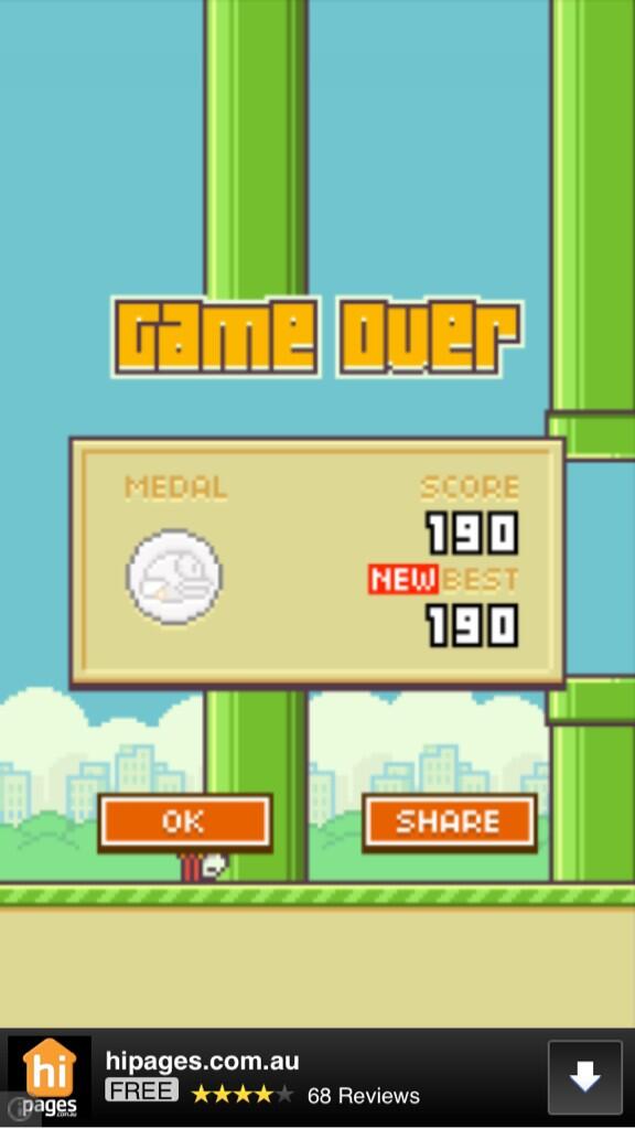 pantha189's tweet photo. Just sitting on the toilet #flappybirdhighscore http://t.co/ojNruefa4P
