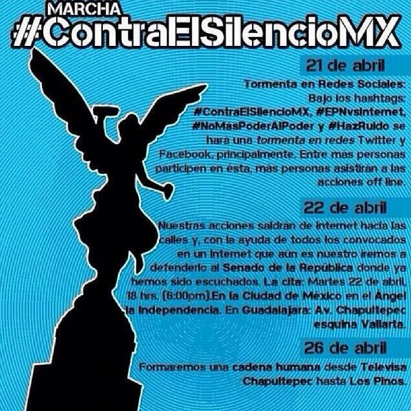 JoseGalvezz's tweet photo. Si estás en el DF, únete para defender tus derechos.  #MarchaContraElSilencio #ContraElSilencioMX #EPNvsInternet http://t.co/iqiOPqVozQ