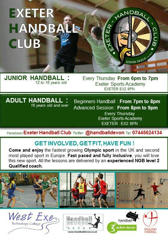 HandballDevon's tweet image. Pls RT. New #Handball club starting in #Exeter. Begins on eve of Thursday 24th. #ExeterHandballClub #getfit