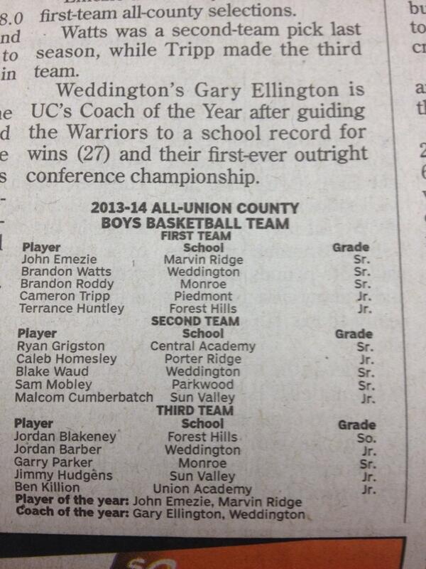 Congrats <a href="/BenKillion/">Ben Killion</a> on making 2013-2014 All Union County Third Team.