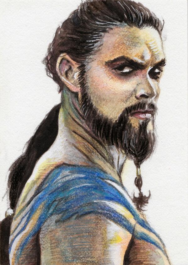 tomdeacon's tweet photo. Sketch Card: Khal Drogo | Jason Momoa | #GameOfThrones #SketchCard #FanArt | http://t.co/ncU7FQ7OEw