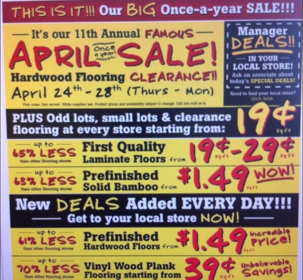chris_seelye's tweet photo. Best deals of the year. You know you want to come buy something. http://t.co/1WmprzkFbh