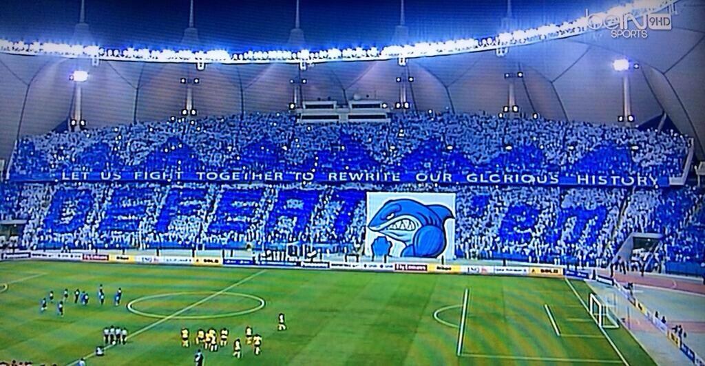 جريدة الرياض تيفو جماهير نادي الهلال قبل إنطلاق لقاء فريقها أمام لوكوموتيف الأوزبكي ضمن أبطال آسيا تصوير عمار الملحم