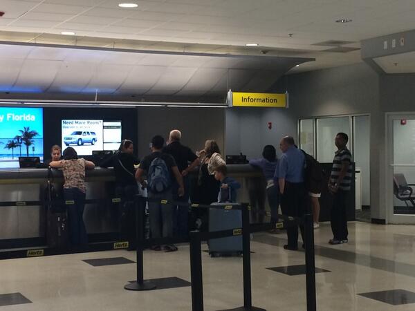 No cars at @hertz MIA. Riot to the manager. There is hertz and there is no cars.