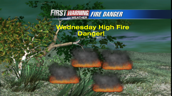 TOMRUSSELLCBS21's tweet photo. A FIRE WEATHER WATCH HAS BEEN ISSUED FOR WEDNESDAY. NW winds 20-40 mph with very low humidity means fire danger! http://t.co/vYALHCa5Lh
