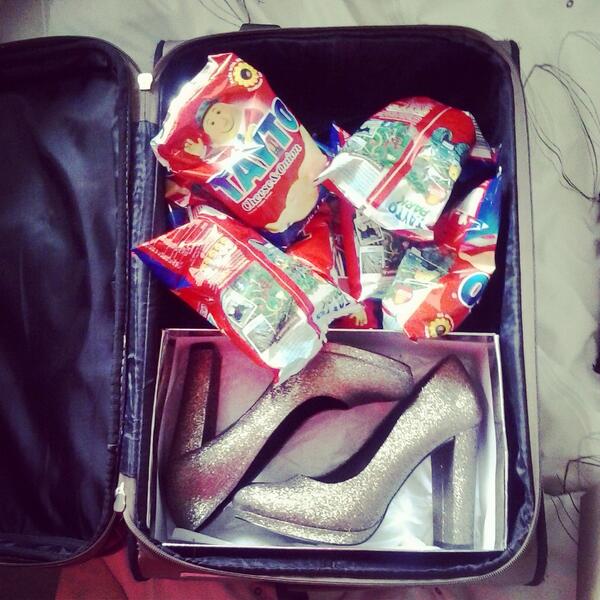 Headed back to cork with just the essentials - new pair of Kurt Geigers and about 10 packs of taytos... #goodpacking