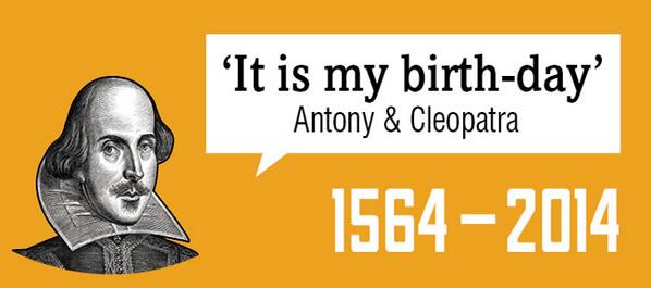 The_Globe's tweet photo. #HappyBirthdayShakespeare. 450 years! Today we open our Globe Theatre Season with @WorldHamlet. http://t.co/i6VgxlSRhY