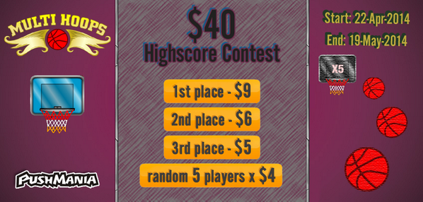 PushMania's tweet image. Play MULTI HOOPS game and #win #money $40 in #contest from #PushMania: on.fb.me/YFa3vZ