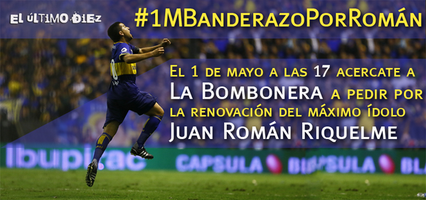 ElUltimoDiez's tweet photo. El 1 de mayo tenés que estar ahí para que se quede. Para agradecer todo lo que dio. #1MBanderazoPorRoman ¡Hace RT! http://t.co/e40xqH8wJ6