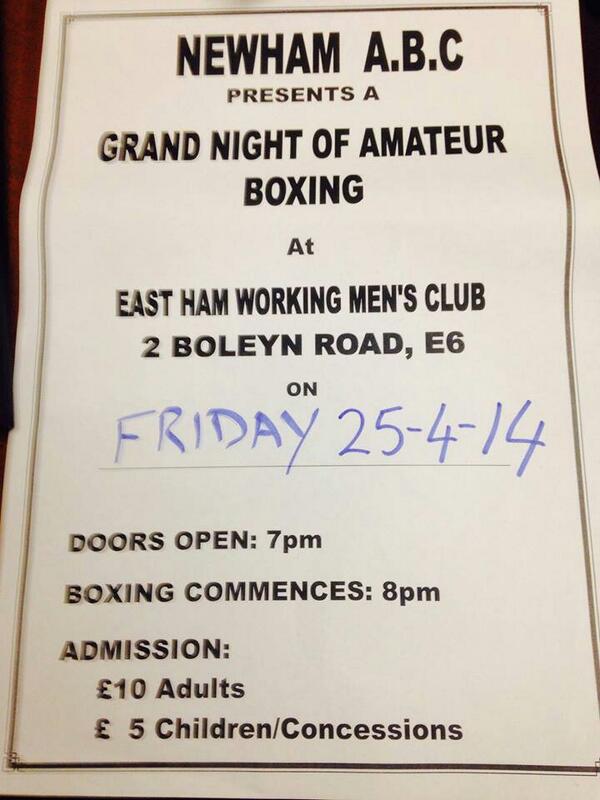 NewhamBoxingABC's tweet image. Please come along this friday at East Ham working mans club for a great night of boxing