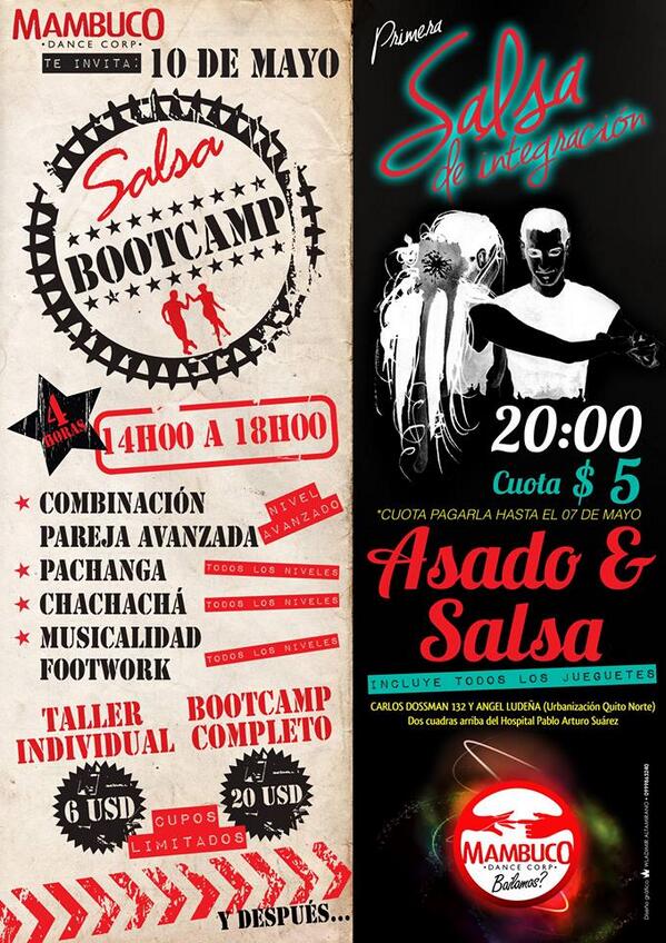 MambucoDance's tweet photo. 10 de Mayo!!!
1ER SALSA BOOTCAMP &amp; 1ERA FIESTA DE INTEGRACION! http://t.co/woiPTuN48U