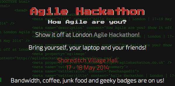 WeChangedIt's tweet image. Did you get your tickets for the Agile Hackathon? Get a chance to participate! agilehackathon.co.uk #agilehackathon