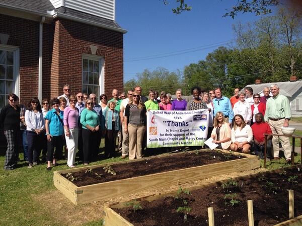 VaughnMelodieHD's tweet photo. Garden Blessing ceremony today @ESMMAndersonCo Mercy Chapel project #GivingWithPurpose @HomeDepotFdn http://t.co/UJQcrOzu2h