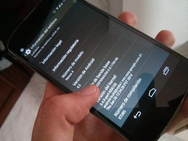 Images of Android 4.5 running on a Nexus 4? | XDA Forums