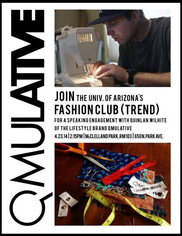 UA_Trend's tweet image. Join TREND today at 2:15 p.m. in McClelland Park room 103 for a speaking engagement by Quinlan Wilhite of QMULATIVE!