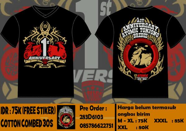 Open order Kaos 1st Anniversary ATOMIC Cotton combed 30's Ukuran M-XL : 75rb | minat hub : 283D6103 / 085786622751