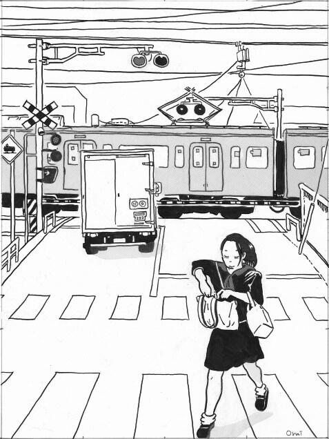 イラストを描きました。『中野の踏切』 
