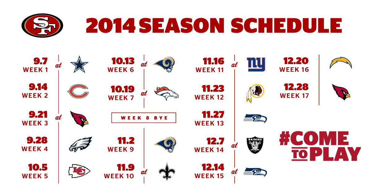 San Francisco 49ers on Twitter "The 49ers 2014 schedule is here... 