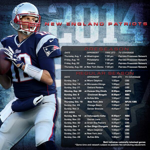 The 2014 #Patriots schedule has arrived! bit.ly/PuPSxB #IsItFootballSeasonYet