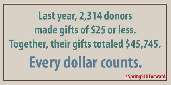StLawrenceU's tweet photo. "Does a gift of any size REALLY matter?" #SpringSLUForward http://t.co/m0jGYz0eHK http://t.co/8fMQ3a2npQ