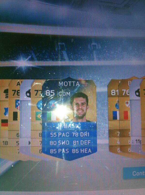 FifaUTX's tweet image. Just got TOTS Motta in a pack :)