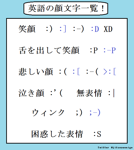 実用英語 英語の顔文字一覧 Http T Co X2nnhnueof Twitter