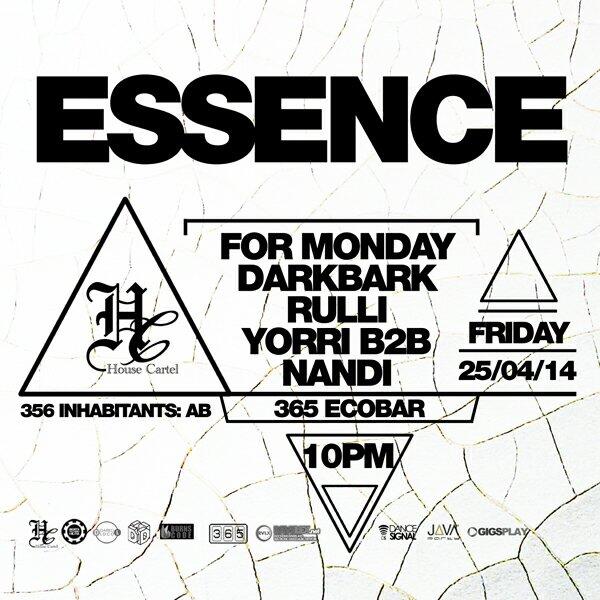 Tomorrow! ESSENCE <a href="/365_ECOBAR/">365 Eco Bar</a> 10pm w/ <a href="/daniswe/">si Uyabi...</a> &amp; <a href="/AndreeUchiel/">Andree Saragih</a> , @octomental , <a href="/Prull1/">Be Blank</a>, <a href="/anandiwp/">Aditya Nandi WP</a> b2b @yorrri