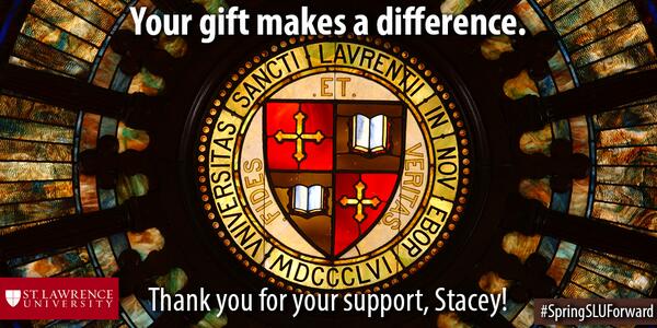 StLawrenceU's tweet photo. @stacey_bh Thank you so much, Stacey! #SpringSLUForward http://t.co/MZKXUxfvi0