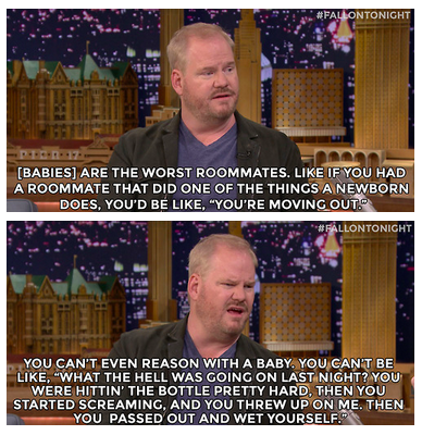 FallonTonight's tweet photo. .@JimGaffigan on having a baby at home #FallonTonight http://t.co/GKQyPA4Y9S