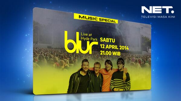 mdtvindonesia's tweet photo. Malam ini jangan lewatkan Music Special "BLUR Live at Hyde Park" pkl. 21.00 WIB. #BLURonNET http://t.co/pYv8JLZFwj