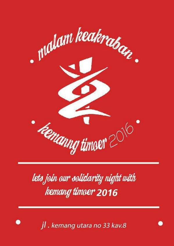 XA3_60's tweet photo. KEMANG TIMOER 2016!!!!!!!!!!, see you there guys :-) http://t.co/g4ZT3g1RSt