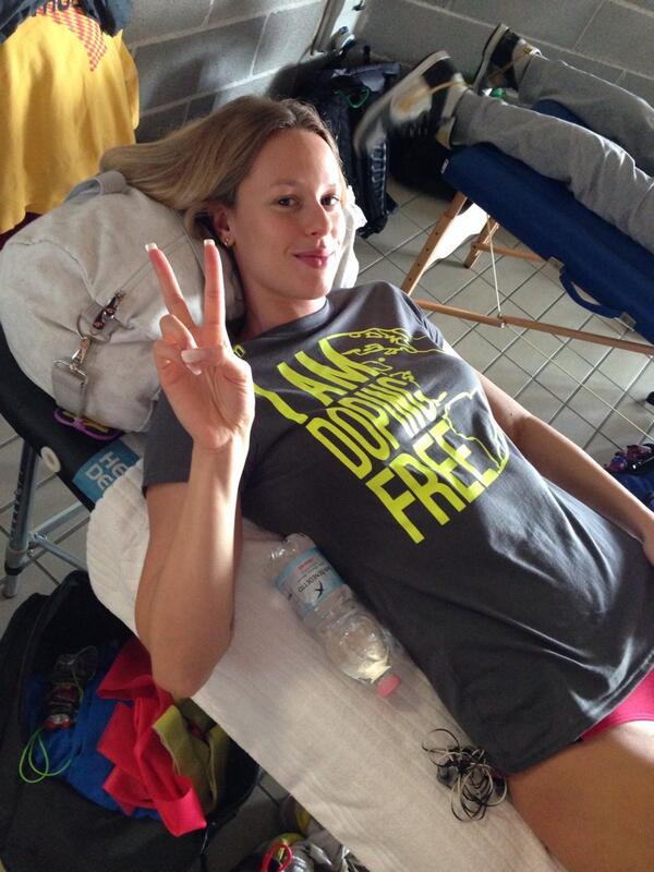 mafaldina88's tweet photo. Anch'io con la nuova maglia @IAMDOPINGFREE !!!me la sn meritata dopo 3controlli Antidoping in 3 giorni di gare!!!😁😁😁 http://t.co/kGMvA7TEK0