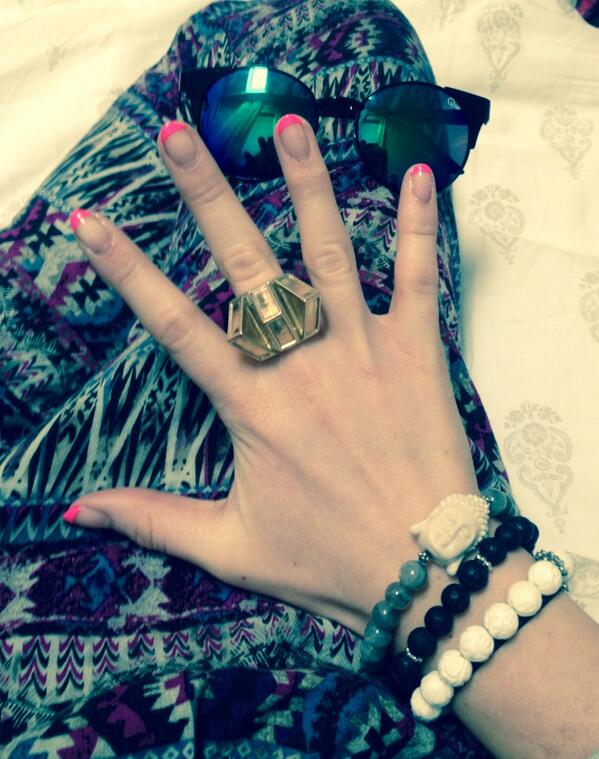 bchained's tweet image. #Nails did! #Neon #pink tips! all #BChained #armcandy. @quayaustralia sunnies❤️