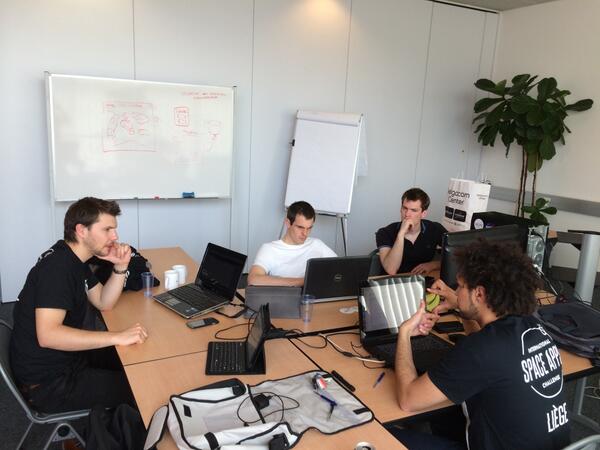 spaceappsbe's tweet image. teams are working on their project for #spaceapps challenge here in #liege