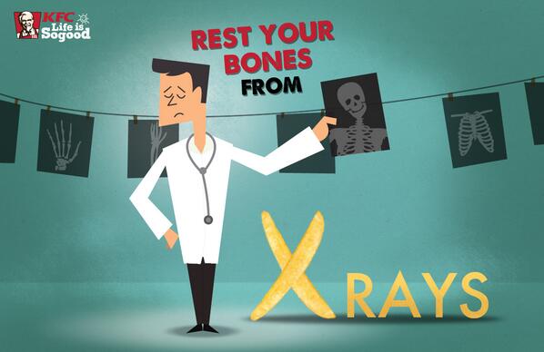 KFC_India's tweet photo. Many of u got the word " X-rays" right. But the lucky ones are @me_jigyasa @dishasharm @moxyandy_ #KFCLifeIsSoGood :) http://t.co/bNYonrZ8x2