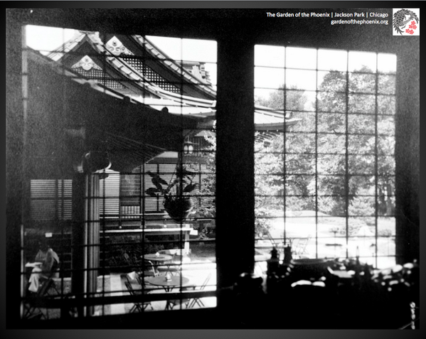 gardenchicago's tweet photo. Rare late 1930's view from the interior of the Phoenix Pavilion on the Wooded Island in Jackson Park, Chicago http://t.co/fzZgNRRcWI