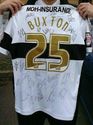 Thanks @JakeBuxton17  for the shirt today,all players signed it,Top performance and a  top bloke. #theramsaregoingup