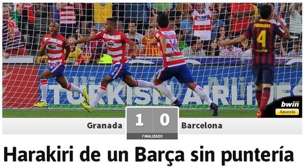 diarioas's tweet photo. El Barcelona pierde contra el Granada 1 - 0 http://t.co/lNUlCj5lOP http://t.co/sh0rSNg92W