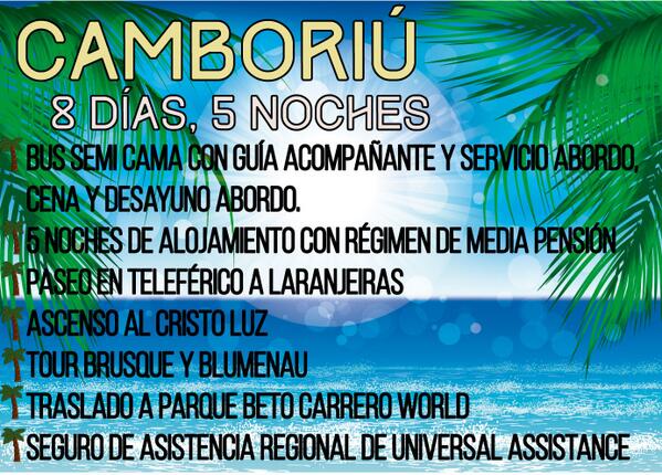 8 días y 5 noches en #Camboriú? <a href="/futepecilda/">FUTEP</a> y <a href="/destino15/">DESTINO ESTUDIANTIL</a> lo hacen posible! enterate como. facebook.com/futepecilda