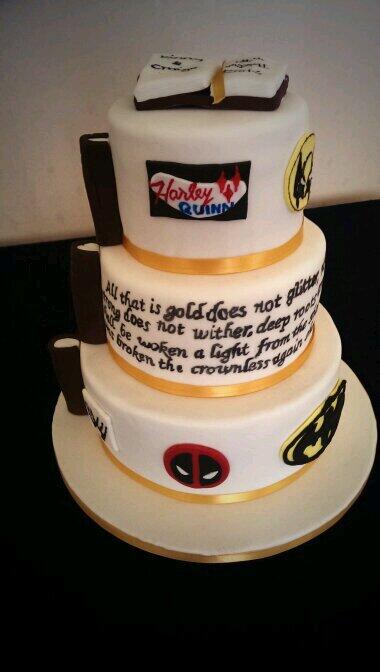 Comic/book themed wedding cake for Kimmy and Craige. Thankfully no issues walking the plank to <a href="/The_Tall_Ship/">The Tall Ship</a> :-)