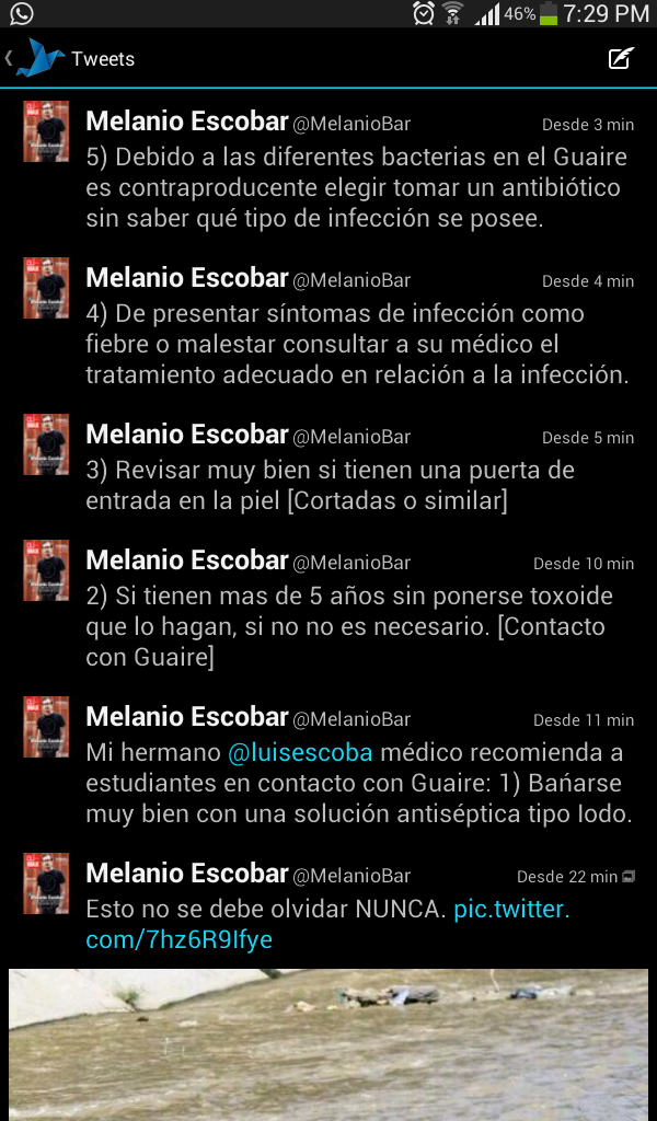 MTAguilarR's tweet photo. Importantes recomendaciones que da @MelanioBar para los jóvenes que se lanzaron al Guaire hoy http://t.co/pAZzn9f9gy