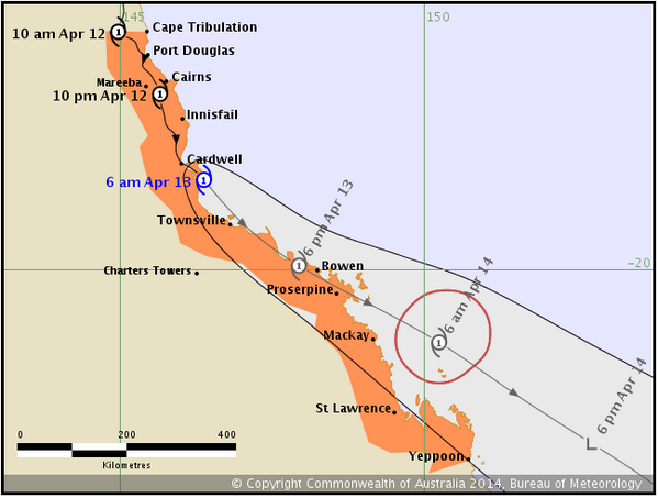 9NewsAUS's tweet image. Cyclone WARNING extended south and is now current for areas from #CapeTribulation to #Yeppoon. #TCIta #9News