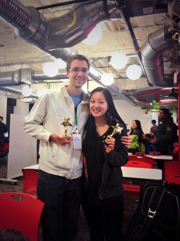 nancychowmein's tweet photo. had a blast hacking with @kylejsummers at Google for #24hoursofgood! won in appeal category and learned so so much http://t.co/m3ZNQDm8zh