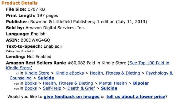 KevinHinesStory's tweet image. @KevinHinesStory: #7 IN PSYCHOLOGY OF SUICIDE CATEGORY ON AMAZON 4/12/14 #THANKS4THESUPPORT #MENTALHEALTHMATTERSMOST