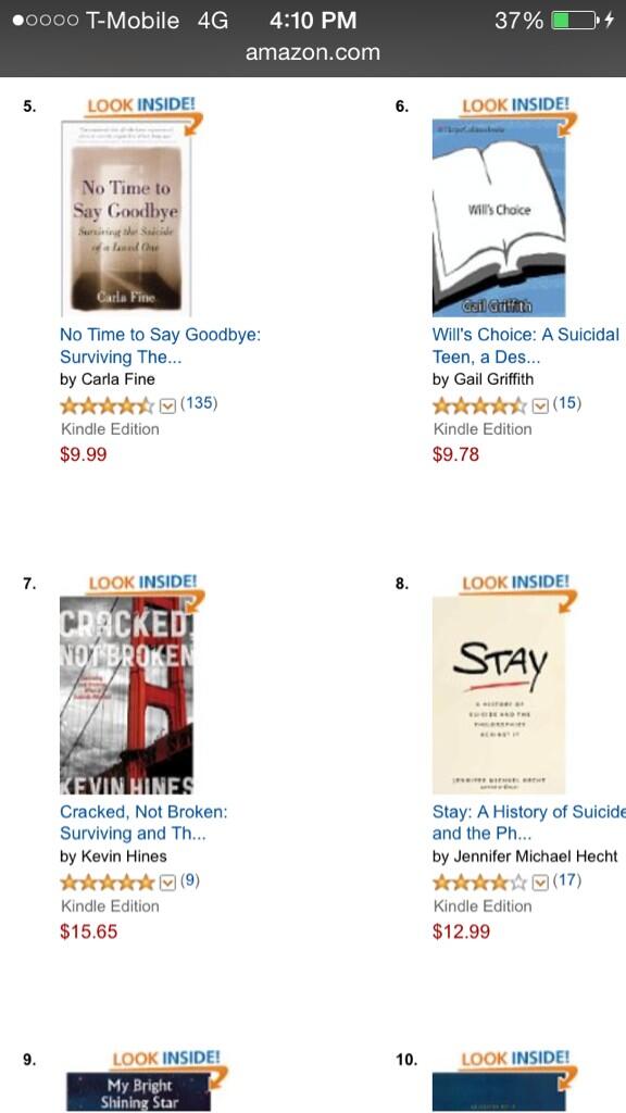 KevinHinesStory's tweet image. @KevinHinesStory: #7 IN PSYCHOLOGY OF SUICIDE CATEGORY ON AMAZON 4/12/14 #THANKS4THESUPPORT #MENTALHEALTHMATTERSMOST