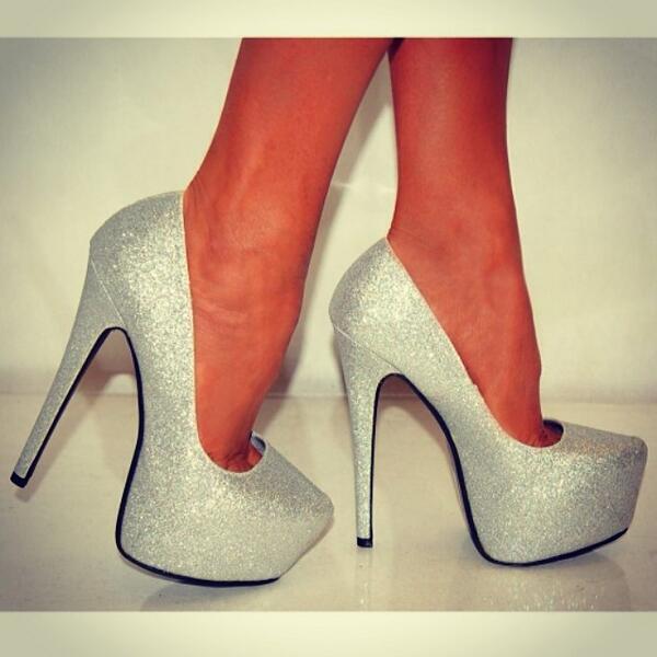 silver cute heels