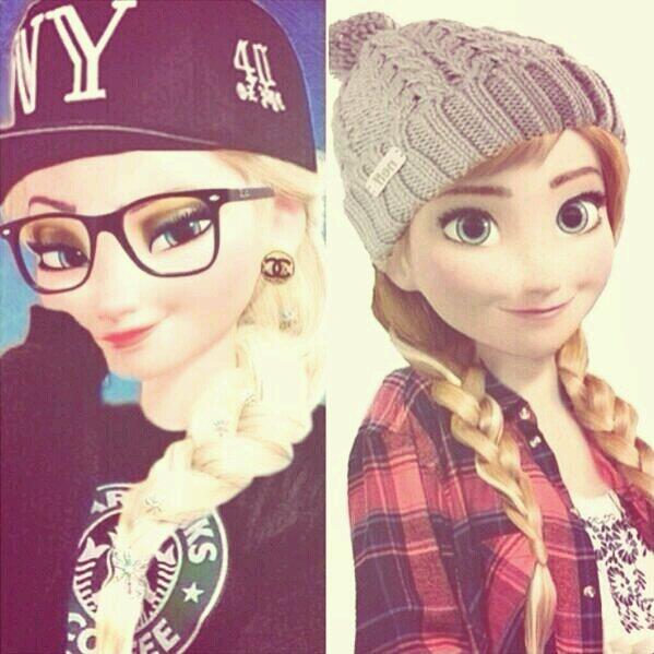 AdorablePost's tweet image. Hipster Elsa and Anna 👌