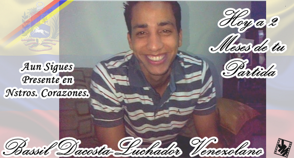 BassilDaCosta1's tweet photo. Hoy a 2 Meses de tu Partida te Recordamos mas que nunca.
#ProhibidoOlvidarte #2MesesBassil #BassilDacosta http://t.co/jKgMdL1Li8